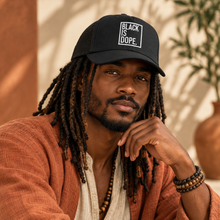 Load image into Gallery viewer, Black is Dope Trucker hat

